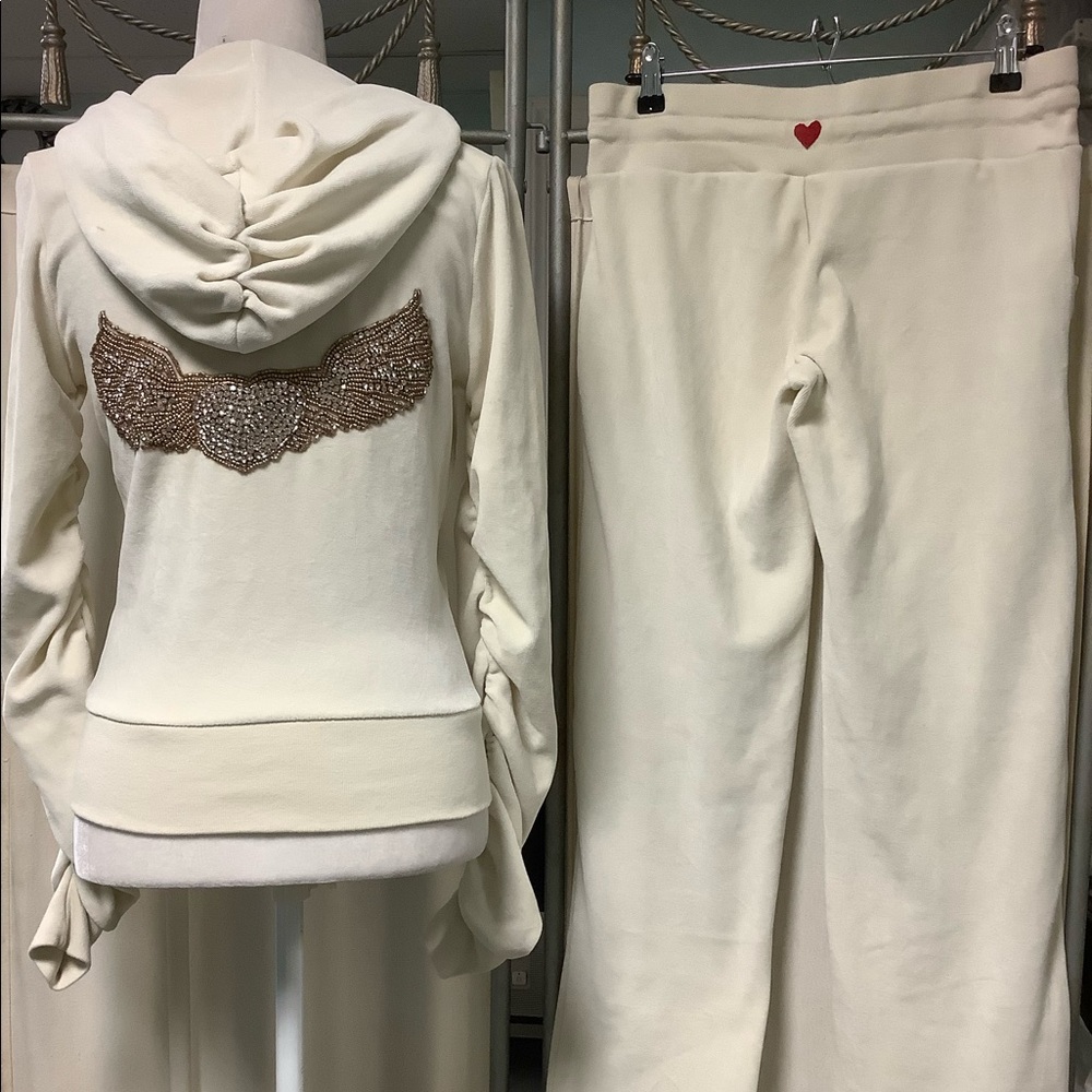 Twisted Heart Ivory Velour Tracksuit